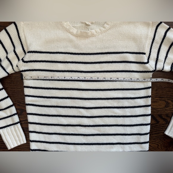 Aero Aeropostale Striped Black White Oversized Crew Pullover Sweater Women M - Picture 7 of 9